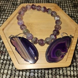 Purple Florite Bracelet & Earring